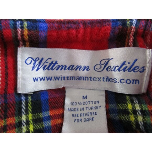 Wittmann Textiles Red Plaid Cotton Flannel Modest Night Shirt Med Turkey EUC - Picture 3 of 16